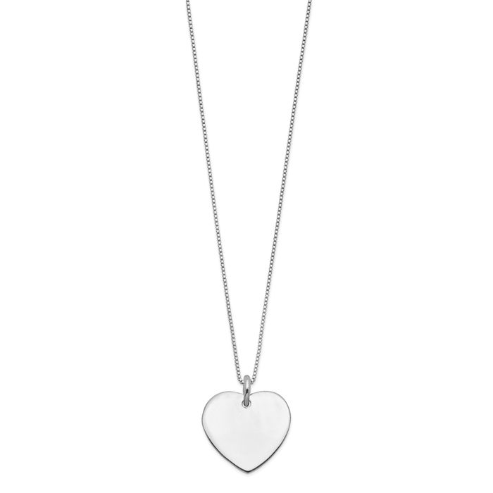 925 Sterling Silver Engraveable Heart Box Link Chain Necklace