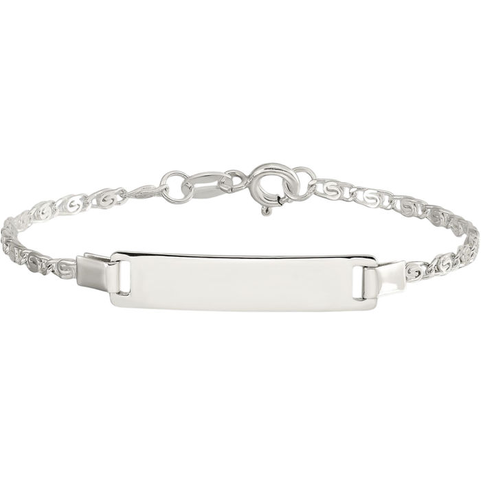 925 Sterling Silver Engraveable Name Bar Identification ID Bracelet