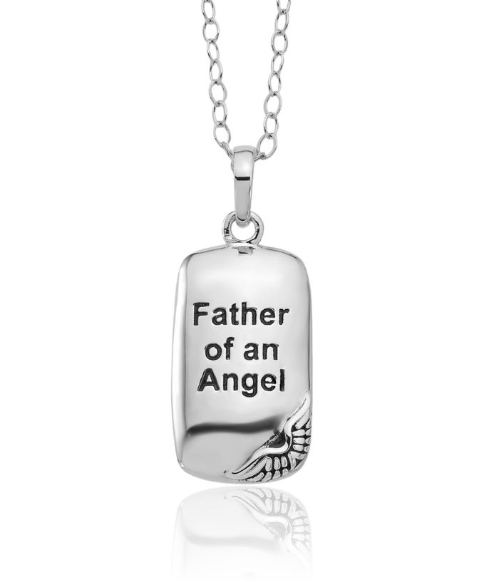 925 Sterling Silver Vintage Father of Guardian Angel Wings Ash Holder Chain Urn Necklace for Ashes Cremation Jewelry