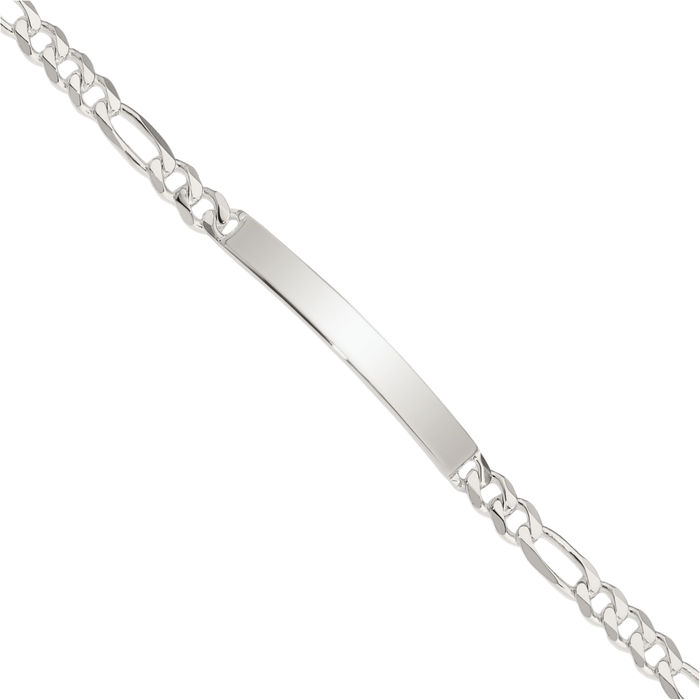 925 Sterling Silver Figaro Link Name Bar Identification ID Bracelet