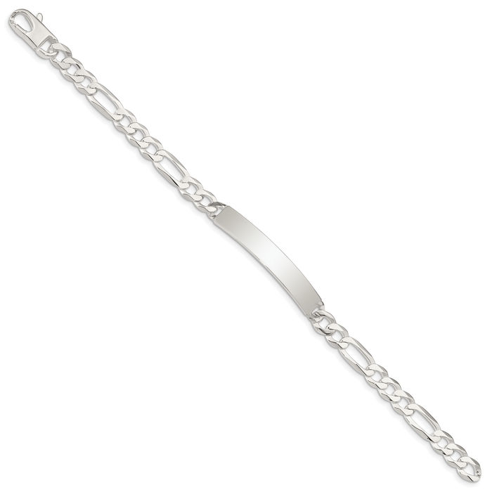 925 Sterling Silver Figaro Link Name Bar Identification ID Bracelet