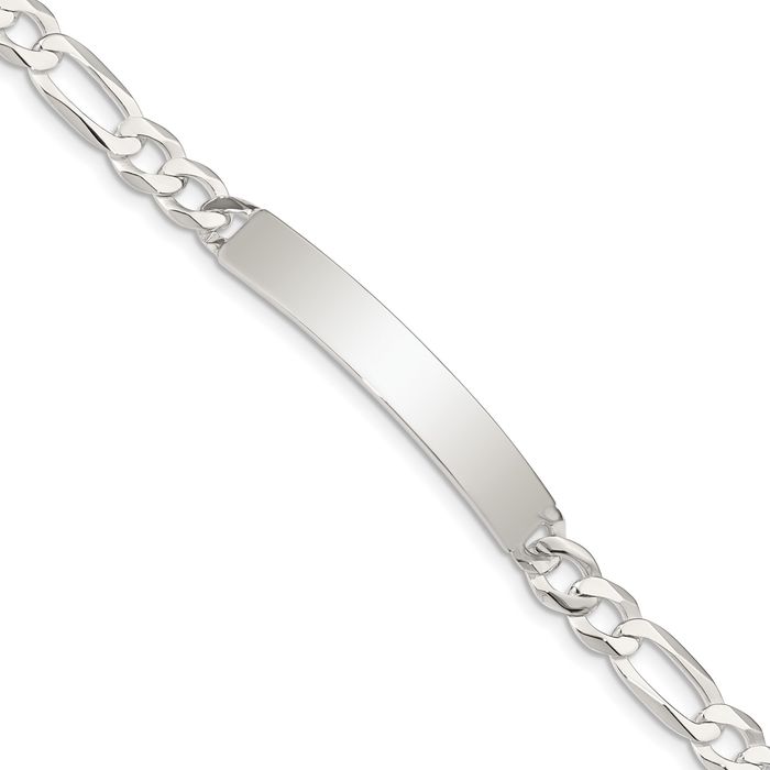 925 Sterling Silver Figaro Link Name Bar Identification ID Bracelet