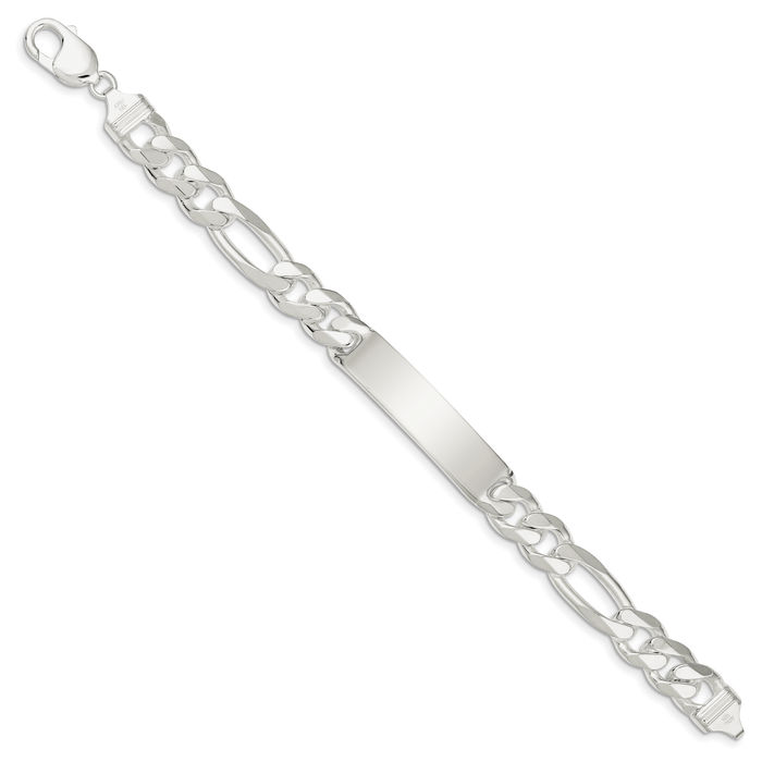 925 Sterling Silver Figaro Link Name Bar Identification ID Bracelet