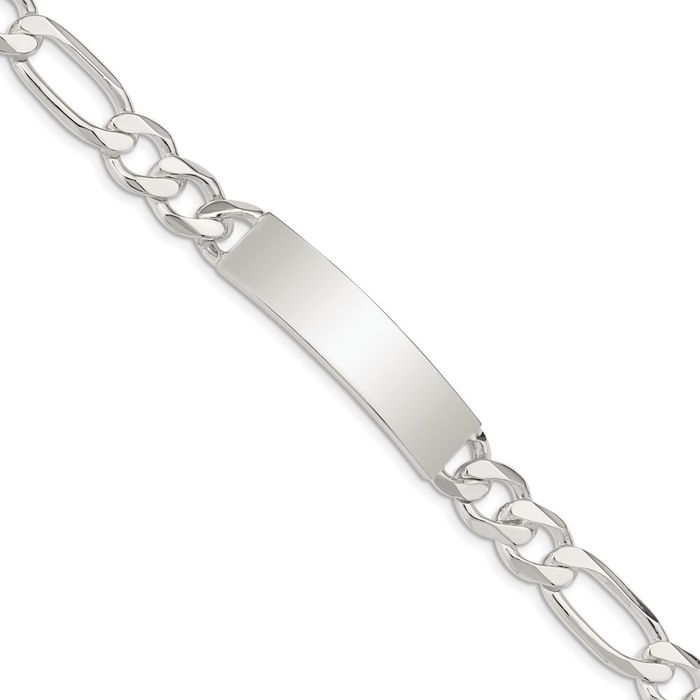 925 Sterling Silver Figaro Link Name Bar Identification ID Bracelet