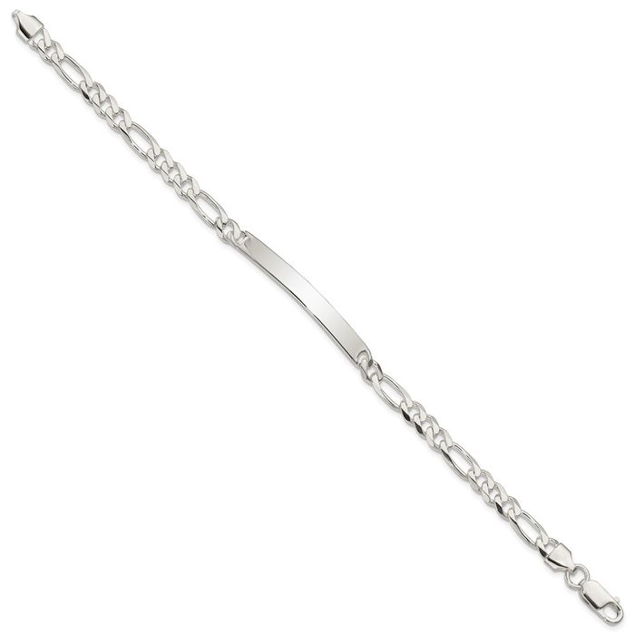 925 Sterling Silver Figaro Link Name Bar Identification ID Bracelet