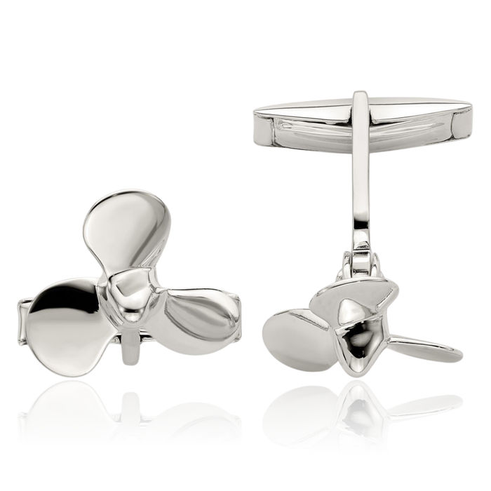 925 Sterling Silver Fishing Boat Propeller Cuff Links