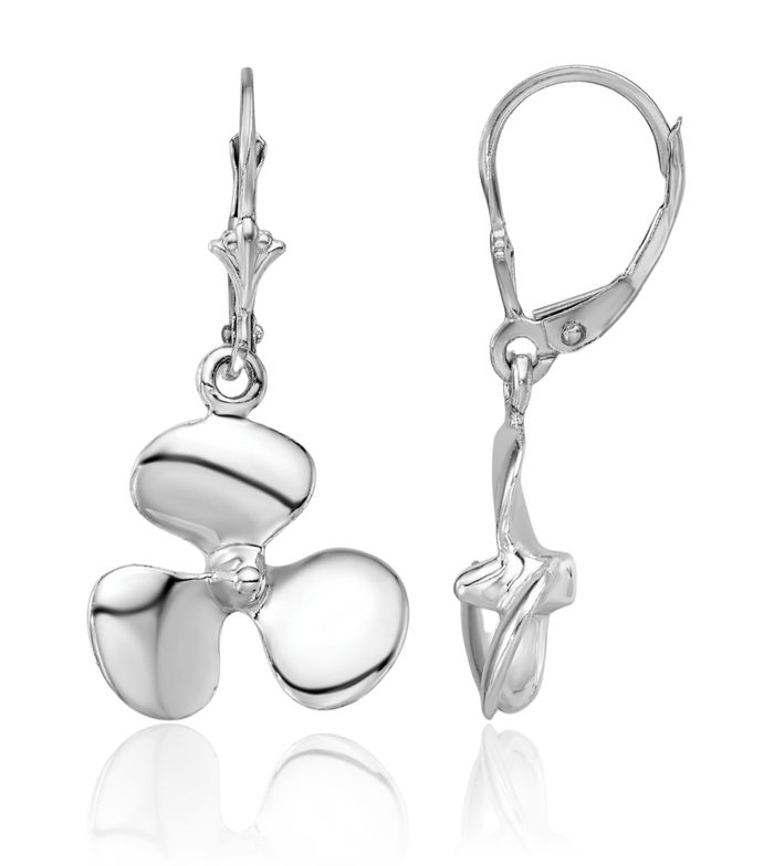 925 Sterling Silver Fishing Boat Propeller Drop Dangle Earrings