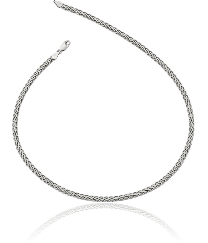 925 Sterling Silver Spiga Wheat Link Chain Necklace