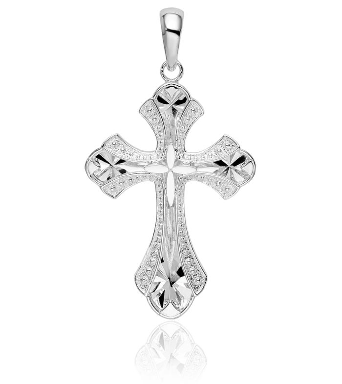 925 Sterling Silver French Fleur De Lis Lily Flower Holy Cross Necklace Religious Chain Pendant Jesus Christ Charm