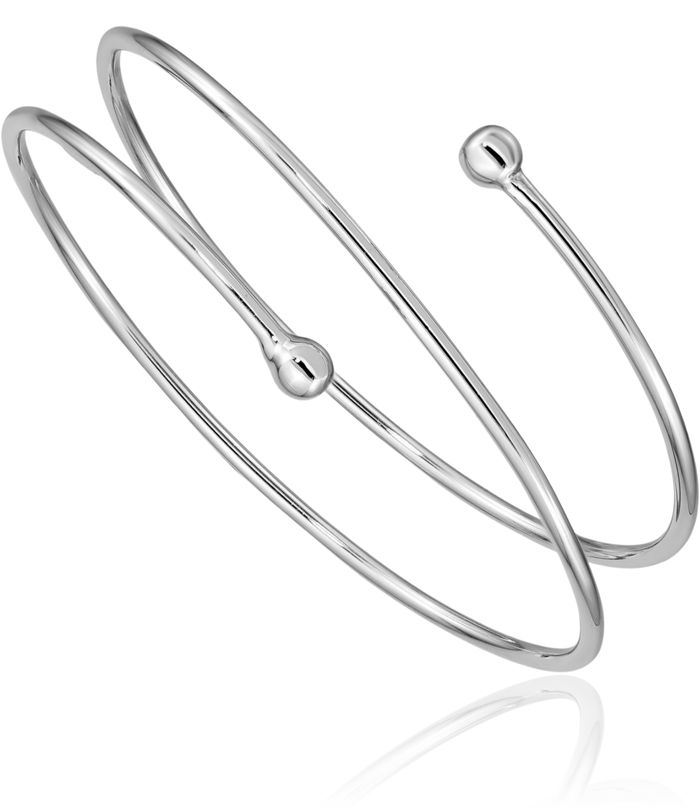 925 Sterling Silver Flexible Wrap Bangle Bracelet