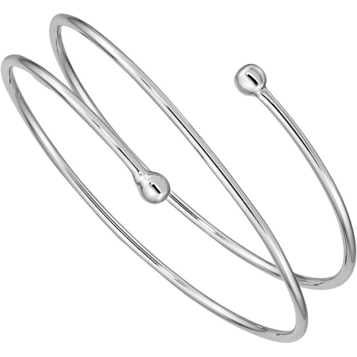 925 Sterling Silver Flexible Wrap Bangle Bracelet