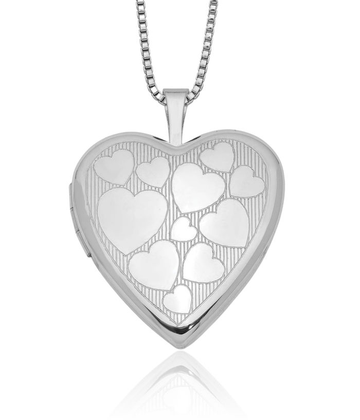 925 Sterling Silver Floating Heart Personalized Photo Locket Chain Necklace