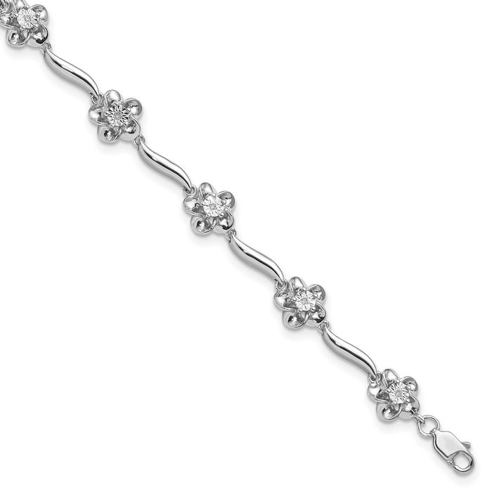 Outlets 925 Silver Bracelet, Diamond Chain Bracelet, Diamond Pave Charms Hanging Bracelet, Diamond Music Component Charm Bracelet for Women, BR-8209