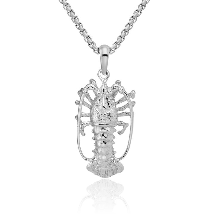 925 Sterling Silver Florida Lobster Necklace Chain Pendant Charm