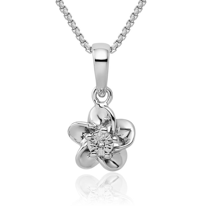 925 Sterling Silver Flower Diamond Necklace Chain Pendant Charm April Birthstone Jewelry