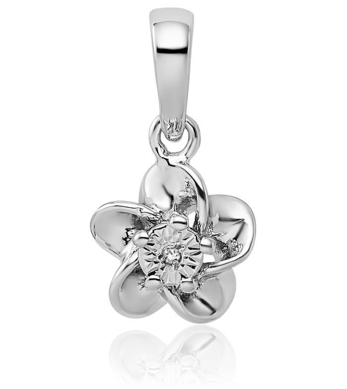 925 Sterling Silver Flower Diamond Necklace Chain Pendant Charm April Birthstone Jewelry