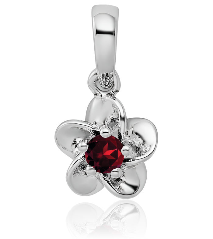 925 Sterling Silver Flower Red Garnet Necklace Gemstone Pendant Charm January Birthstone Jewelry