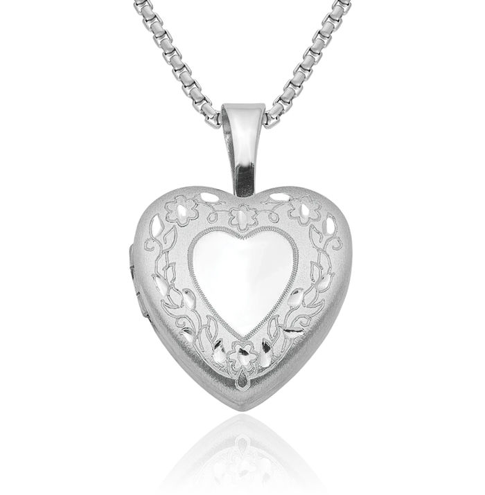 925 Sterling Silver Flower Heart Personalized Photo Locket Necklace Picture Pendant Charm