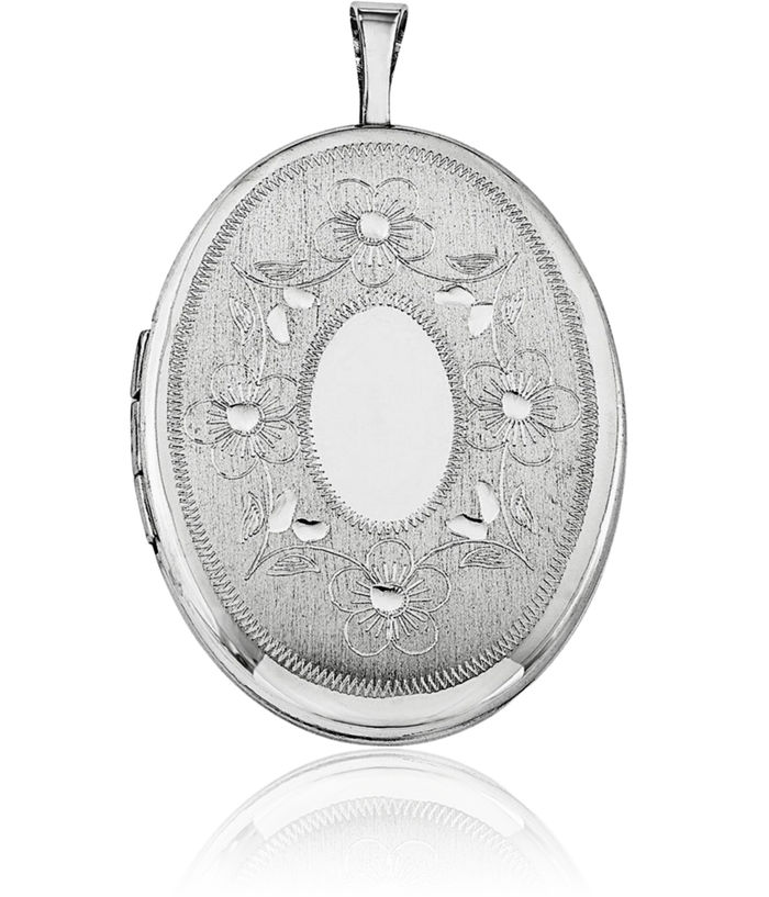 925 Sterling Silver Flower Oval Personalized Photo Locket Chain Necklace