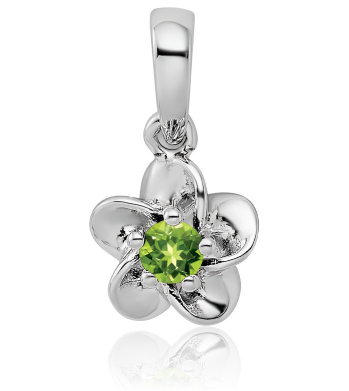 925 Sterling Silver Flower Green Peridot Necklace Charm Gemstone Pendant August Birthstone Jewelry