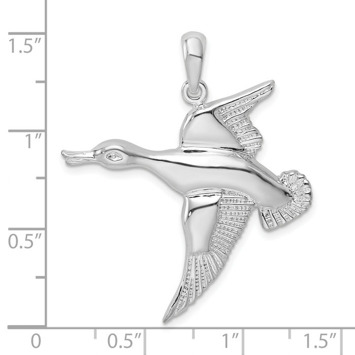 925 Sterling Silver Flying Mallard Duck Good Luck Bird Necklace Chain Pendant Charm