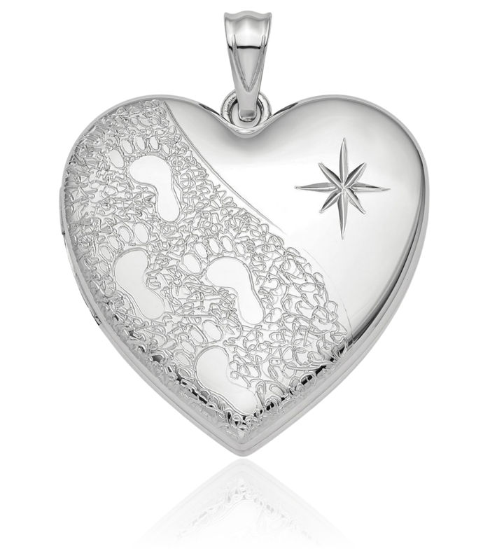 925 Sterling Silver Footprints Ash Holder Heart Personalized Photo Locket Cremation Necklace Memorial Charm Urn Pendant