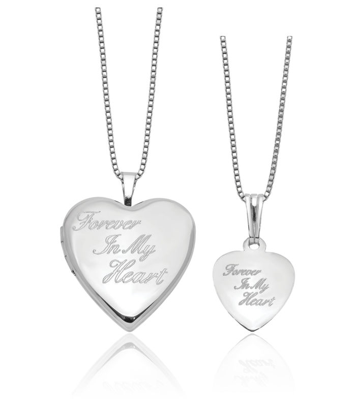 925 Sterling Silver Forever Locket Necklace Chain Pendant Charm Set