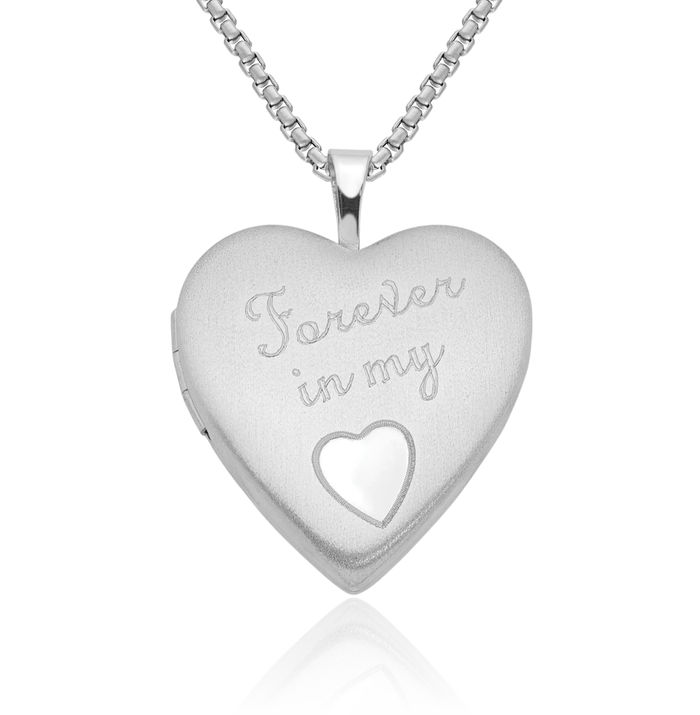 925 Sterling Silver Forever My Heart Personalized Photo Locket Necklace Picture Pendant Charm