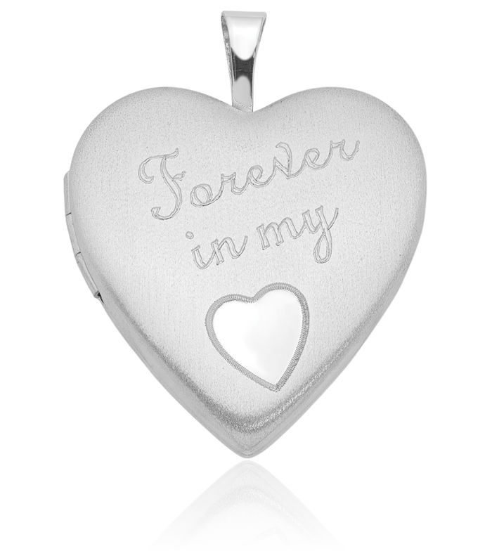 925 Sterling Silver Forever My Heart Personalized Photo Locket Necklace Picture Pendant Charm