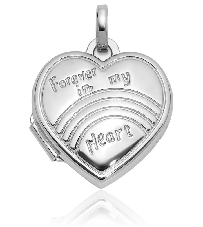 925 Sterling Silver Forever My Heart Rainbow Locket Necklace Chain Pendant Charm