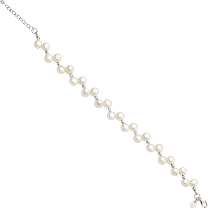 925 Sterling Silver Freshwater Cultured Button Pearl Chain Bracelet