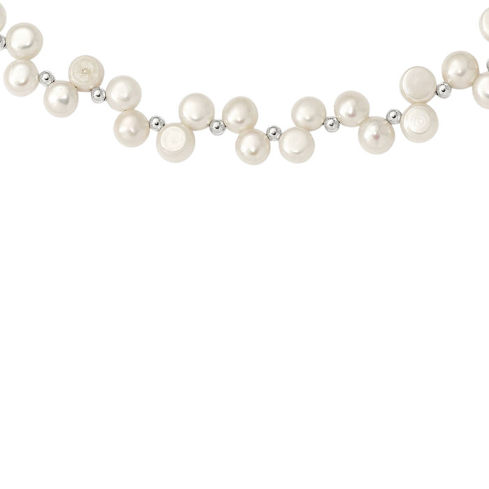 925 Sterling Silver Freshwater Cultured Button Pearl Necklace Chain