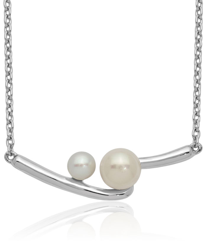 925 Sterling Silver Freshwater Cultured Pearl Bar Necklace Chain