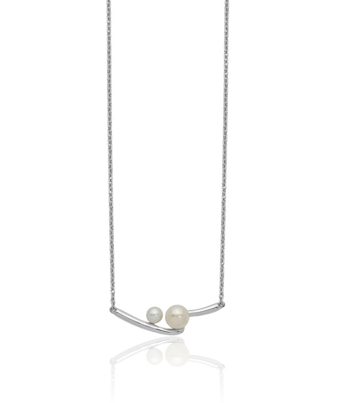 925 Sterling Silver Freshwater Cultured Pearl Bar Necklace Chain