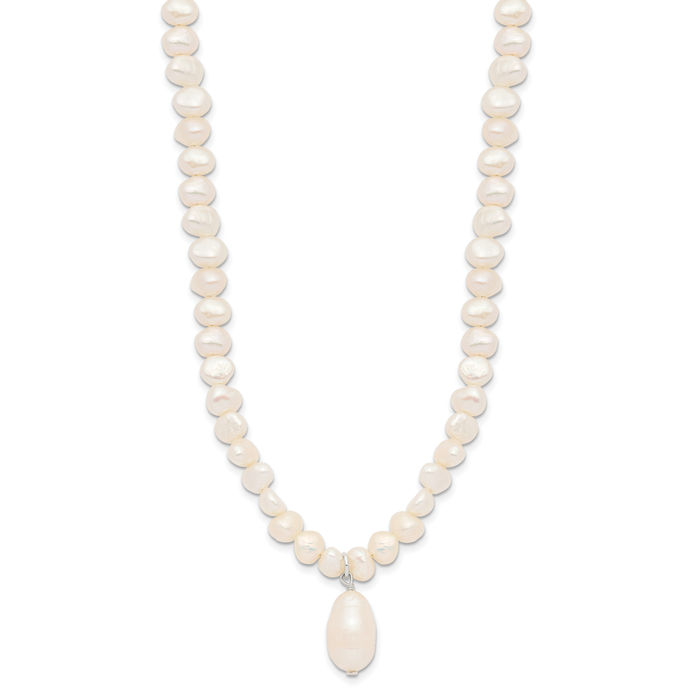 925 Sterling Silver Freshwater Cultured Pearl Drop Necklace Chain