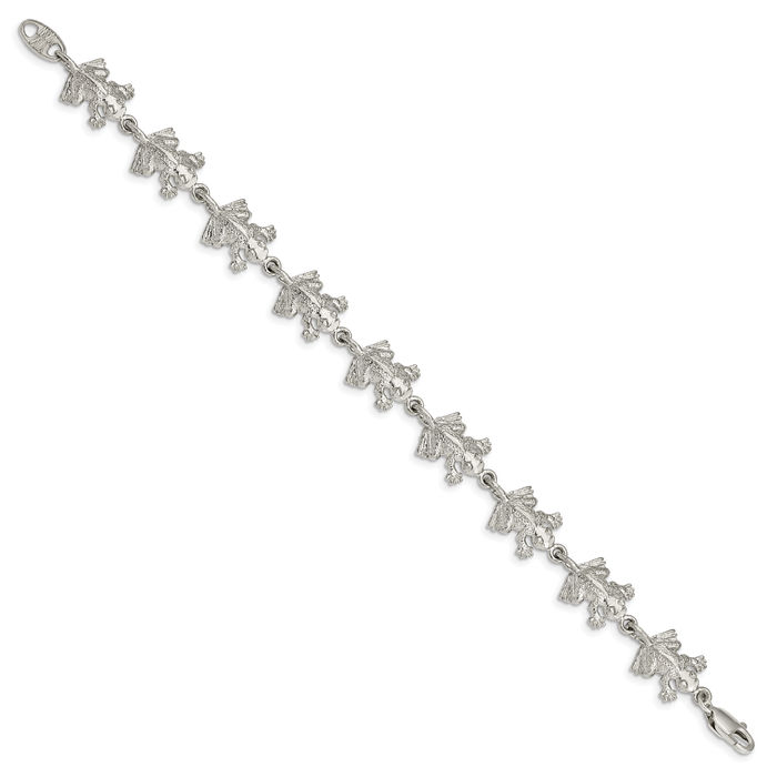925 Sterling Silver Frogs Chain Charm Bracelet