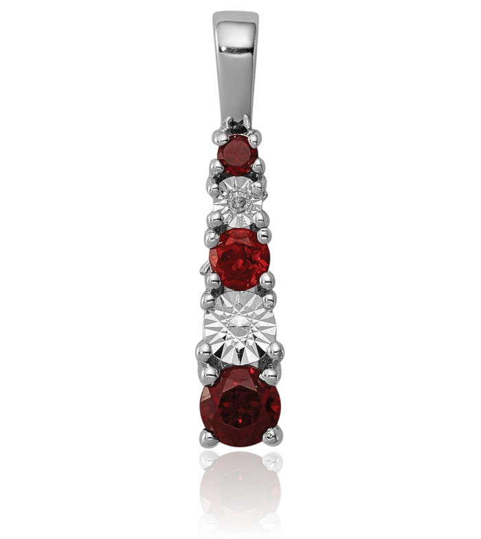 925 Sterling Silver Red Garnet Diamond Necklace Gemstone Pendant Charm