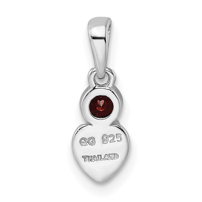 925 Sterling Silver Red Garnet Heart Necklace Gemstone Pendant Charm January Birthstone Jewelry