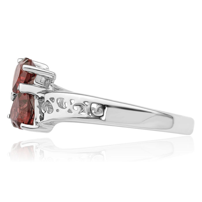 925 Sterling Silver Red Garnet Heart Ring Gemstone Love Band January Birthstone Jewelry