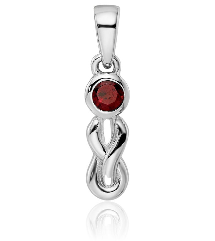 925 Sterling Silver Red Garnet Infinity Twisted Love Knot Symbol Necklace Gemstone Pendant Charm January Birthstone Jewelry