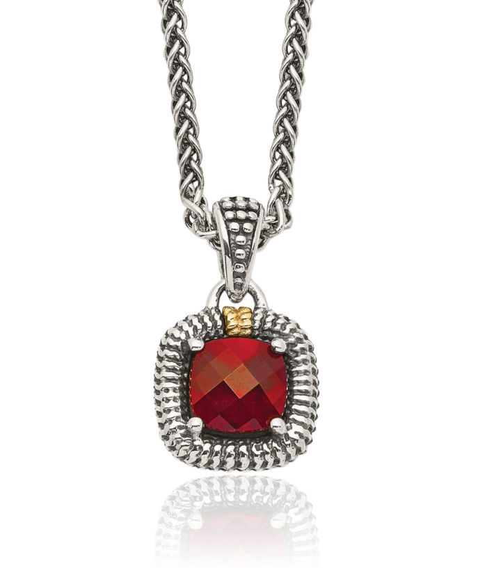 925 Sterling Silver Vintage Red Garnet Necklace