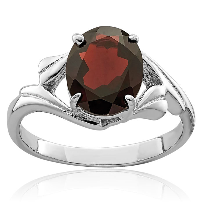 925 Sterling Silver Red Garnet Ring Gemstone Band