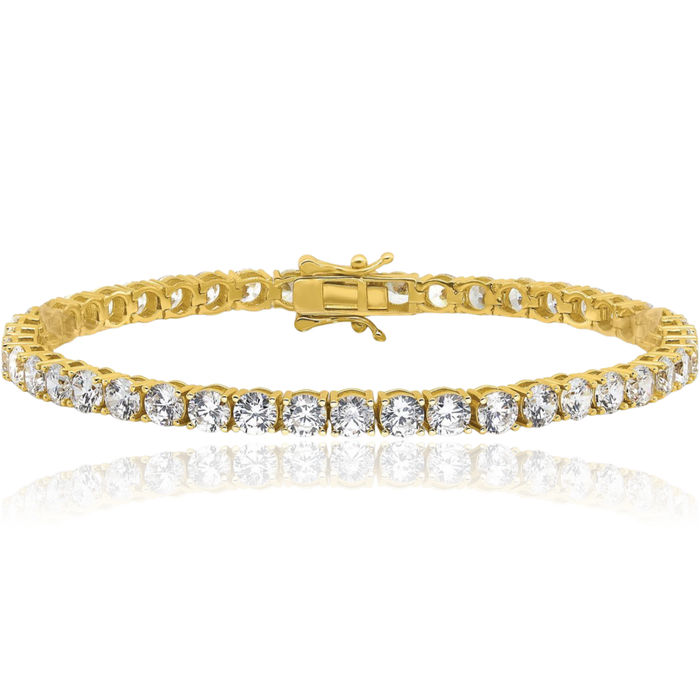 925 Sterling Silver Gold 4mm Cubic Zirconia CZ Tennis Bracelet