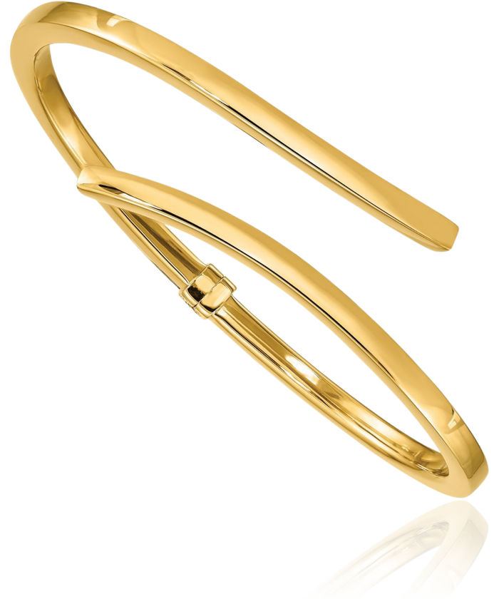 925 Sterling Silver Gold Bypass Bangle Bracelet