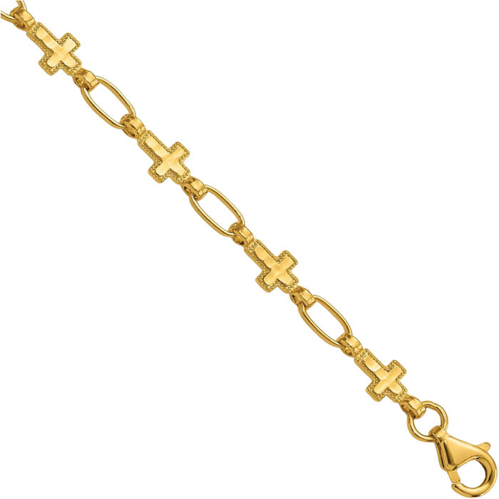 925 Sterling Silver Gold Holy Cross Chain Charm Bracelet