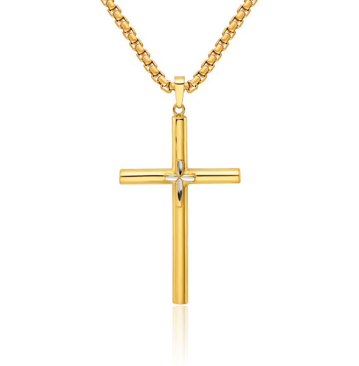 925 Sterling Silver Gold Latin Mexican Holy Cross Necklace Religious Chain Pendant Jesus Christ Charm