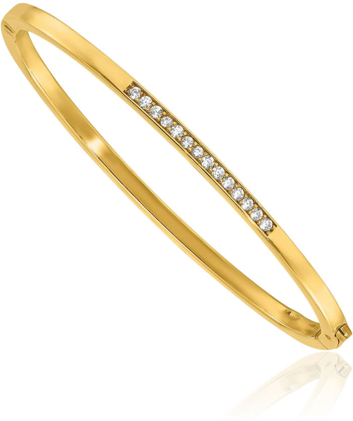 925 Sterling Silver Gold Cubic Zirconia CZ Bangle Bracelet