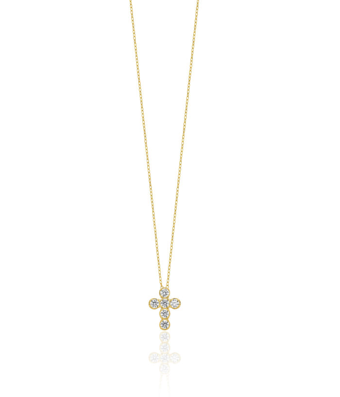 925 Sterling Silver Gold Cubic Zirconia CZ Holy Cross Necklace Chain