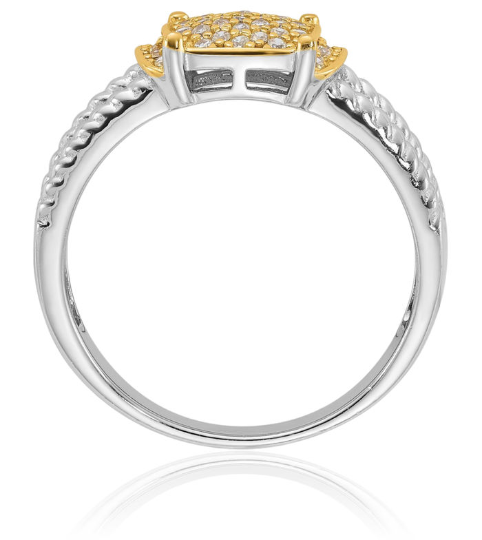 925 Sterling Silver Gold Cubic Zirconia CZ Ring