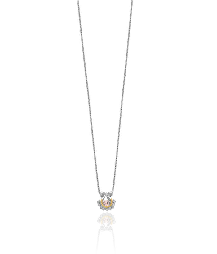 925 Sterling Silver Gold Dangling Pink Cubic Zirconia CZ Necklace Chain